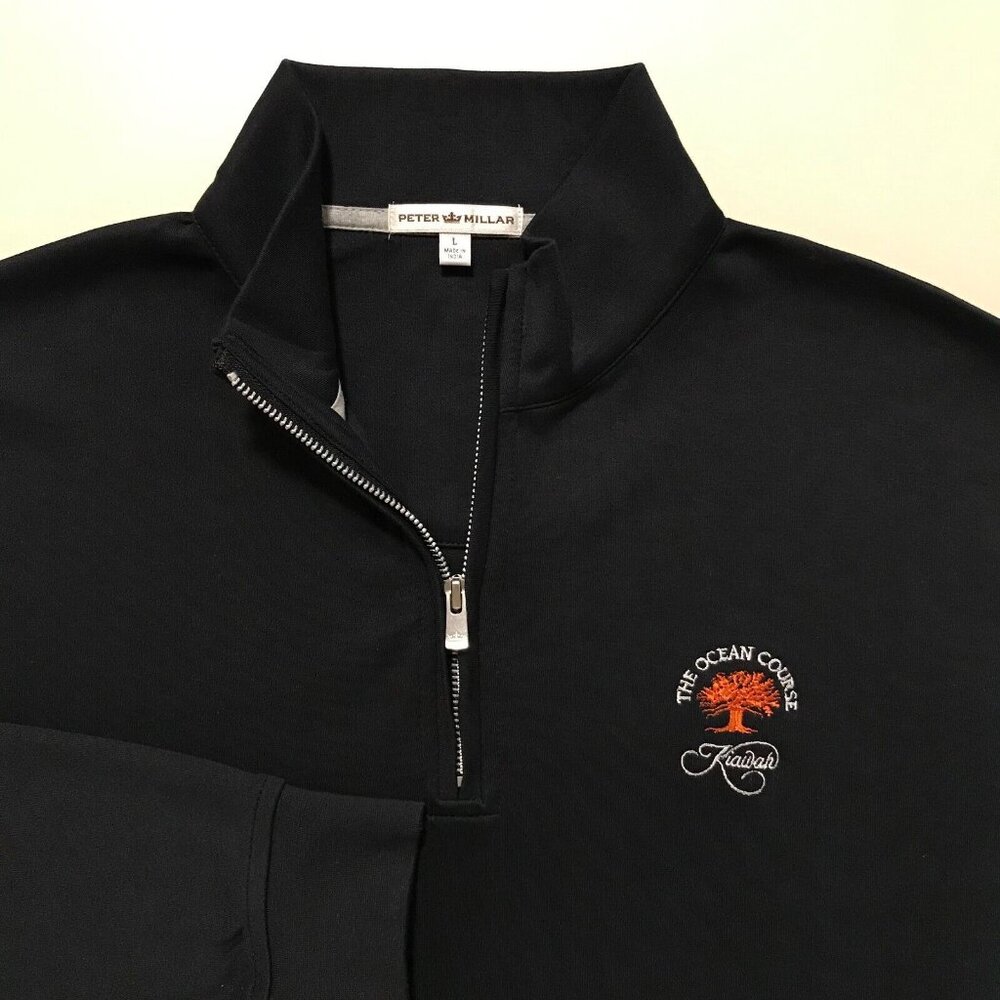 Men's Peter Millar Cotton Quarter 1/4 Zip Pullover-Kiawah Ocean Course-Size L
